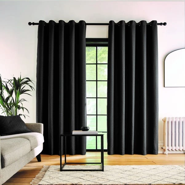 Dunelm Bondi Black Eyelet Curtains 4 Dunelm Bondi Black Eyelet Curtains - Image 2