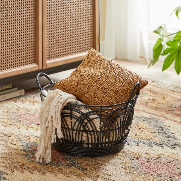 Dunelm Plastic Black Small Rattan Basket 3 Dunelm Plastic Black Small Rattan Basket