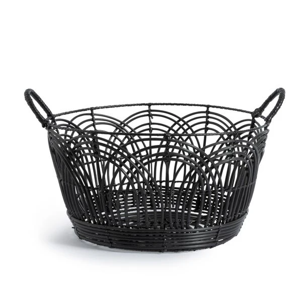 Dunelm Plastic Black Small Rattan Basket 4 Dunelm Plastic Black Small Rattan Basket - Image 2