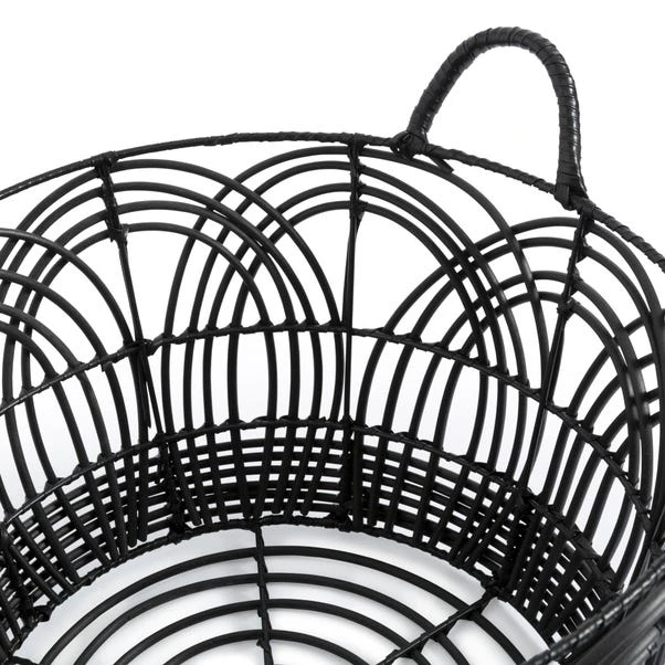 Dunelm Plastic Black Small Rattan Basket 5 Dunelm Plastic Black Small Rattan Basket - Image 3