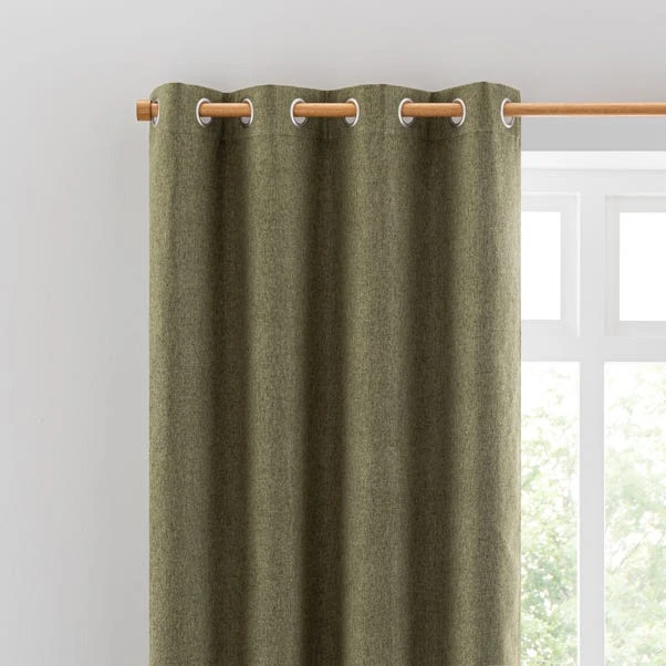 Dunelm Luna Brushed Olive Blackout Eyelet Curtains 3 Dunelm Luna Brushed Olive Blackout Eyelet Curtains