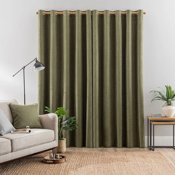 Dunelm Luna Brushed Olive Blackout Eyelet Curtains 6 Dunelm Luna Brushed Olive Blackout Eyelet Curtains - Image 4