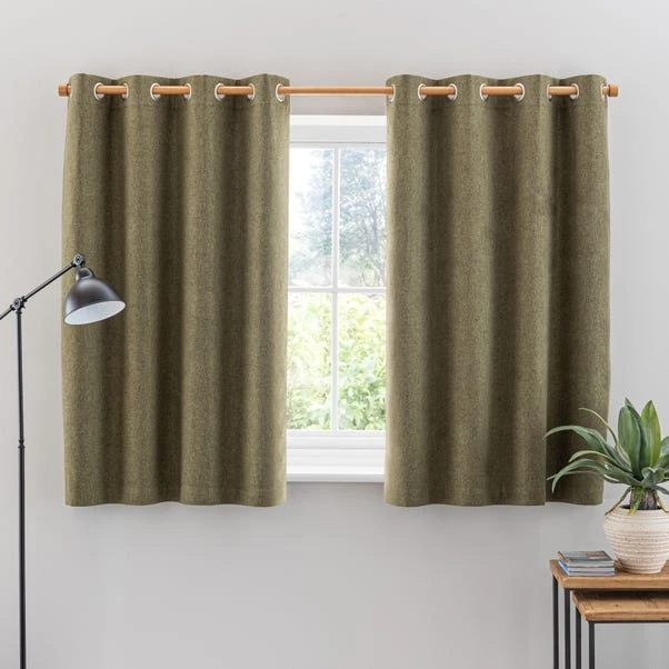 Dunelm Luna Brushed Olive Blackout Eyelet Curtains 7 Dunelm Luna Brushed Olive Blackout Eyelet Curtains - Image 5