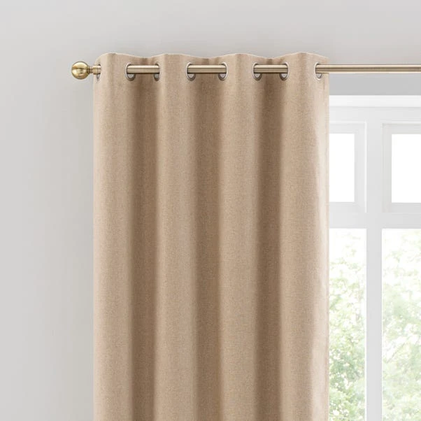 Dunelm Luna Brushed Dark Sand Blackout Eyelet Curtains 3 Dunelm Luna Brushed Dark Sand Blackout Eyelet Curtains