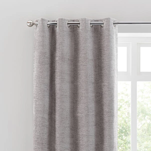 Luxury Collection Clayton Chenille Chateau Grey Eyelet Curtains 3 Luxury Collection Clayton Chenille Chateau Grey Eyelet Curtains