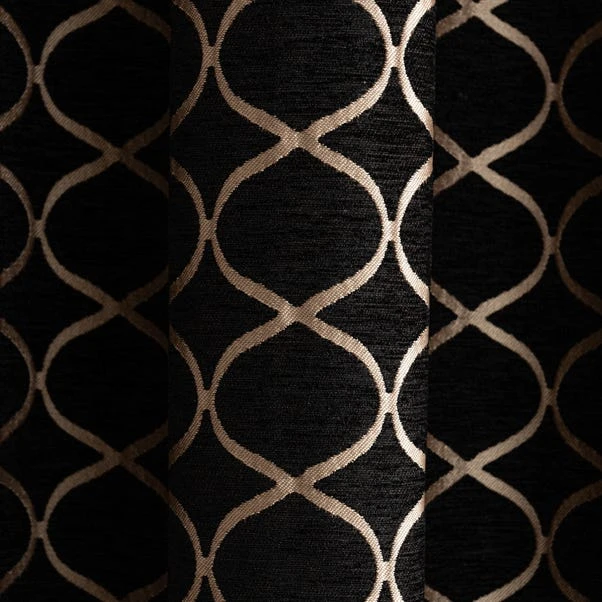 Luxury Collection Chenille Ogee Black Eyelet Curtains 5 Luxury Collection Chenille Ogee Black Eyelet Curtains - Image 3