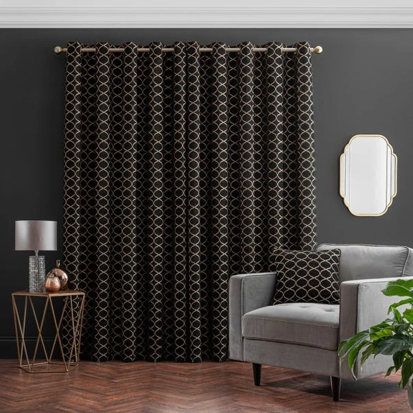 Luxury Collection Chenille Ogee Black Eyelet Curtains 6 Luxury Collection Chenille Ogee Black Eyelet Curtains - Image 4