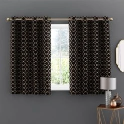 Luxury Collection Chenille Ogee Black Eyelet Curtains 12 Luxury Collection Chenille Ogee Black Eyelet Curtains -Dunelm Sales Store 30754600 alt05