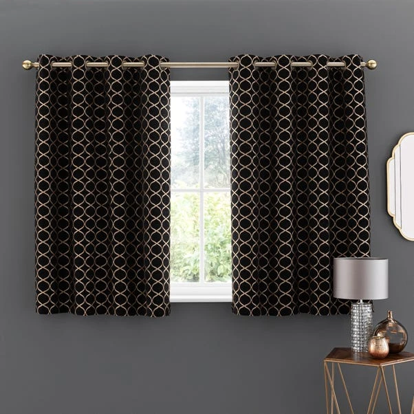 Luxury Collection Chenille Ogee Black Eyelet Curtains 7 Luxury Collection Chenille Ogee Black Eyelet Curtains - Image 5