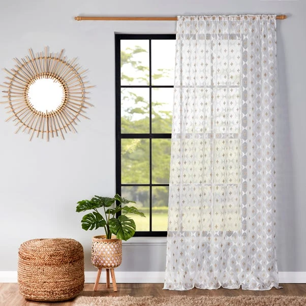 Dunelm Embroidered Aztec Slot Top Voile 4 Dunelm Embroidered Aztec Slot Top Voile - Image 2