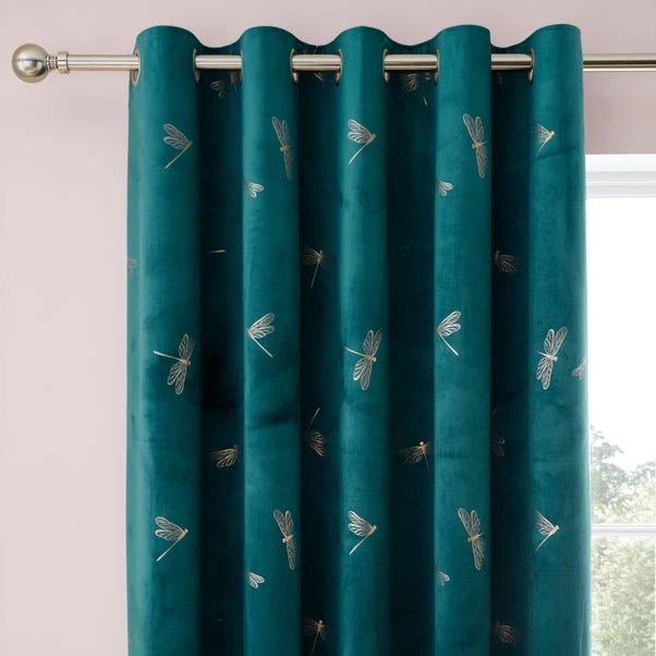 Dunelm Dragonfly Foil Charm Blue Eyelet Curtains 3 Dunelm Dragonfly Foil Charm Blue Eyelet Curtains