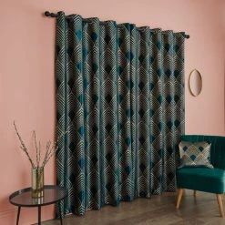 Dunelm Geo Foil Peacock Eyelet Curtains 10 Dunelm Geo Foil Peacock Eyelet Curtains -Dunelm Sales Store 30754918 alt04