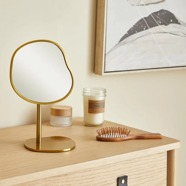 Dunelm Curves Small Pedestal Mirror, Gold 3 Dunelm Curves Small Pedestal Mirror, Gold