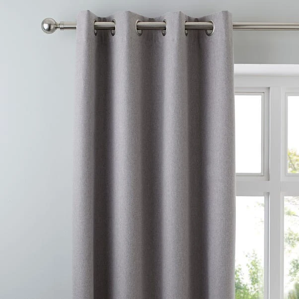 Dunelm Luna Brushed Mid Grey Blackout Eyelet Curtains 3 Dunelm Luna Brushed Mid Grey Blackout Eyelet Curtains