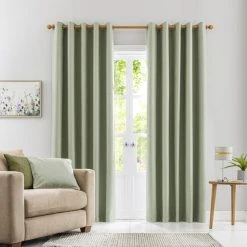 Dunelm Luna Brushed Sage Blackout Eyelet Curtains 9 Dunelm Luna Brushed Sage Blackout Eyelet Curtains -Dunelm Sales Store 30755012 alt01