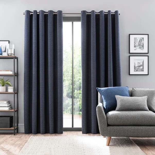 Dunelm Zodiac Navy Eyelet Blackout Curtains 4 Dunelm Zodiac Navy Eyelet Blackout Curtains - Image 2