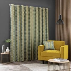 Elements Kansas Stripe Chartreuse Eyelet Curtains 11 Elements Kansas Stripe Chartreuse Eyelet Curtains -Dunelm Sales Store 30755100 alt04