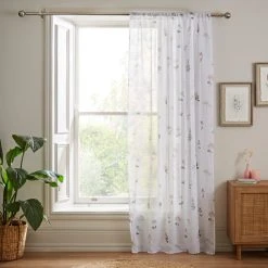 Dunelm Pressed Floral Slot Top Voile 7 Dunelm Pressed Floral Slot Top Voile -Dunelm Sales Store 30755390 alt01