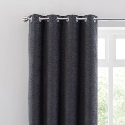 Dunelm Textured Chenille Graphite Eyelet Curtains