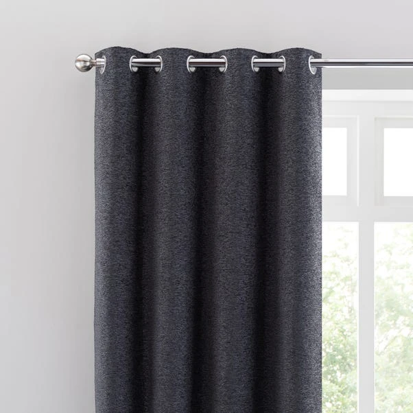 Dunelm Textured Chenille Graphite Eyelet Curtains 3 Dunelm Textured Chenille Graphite Eyelet Curtains