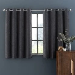 Dunelm Textured Chenille Graphite Eyelet Curtains 12 Dunelm Textured Chenille Graphite Eyelet Curtains -Dunelm Sales Store 30755473 alt05