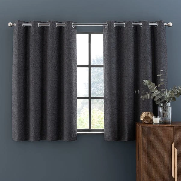 Dunelm Textured Chenille Graphite Eyelet Curtains 7 Dunelm Textured Chenille Graphite Eyelet Curtains - Image 5