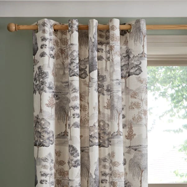 Dunelm Watercolour Trees Natural Eyelet Curtains 3 Dunelm Watercolour Trees Natural Eyelet Curtains