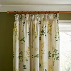 Natural History Museum Marsh Botanical Ochre Pencil Pleat Curtains