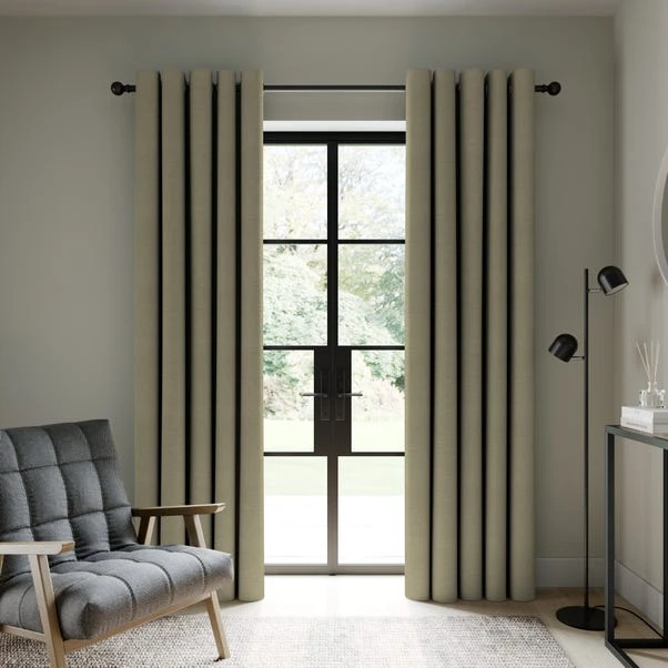 Dunelm Berlin Olive Thermal Blackout Eyelet Curtains 4 Dunelm Berlin Olive Thermal Blackout Eyelet Curtains - Image 2