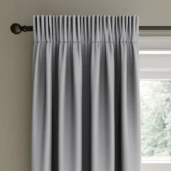 Dunelm Berlin Soft Grey Thermal Blackout Pencil Pleat Curtains