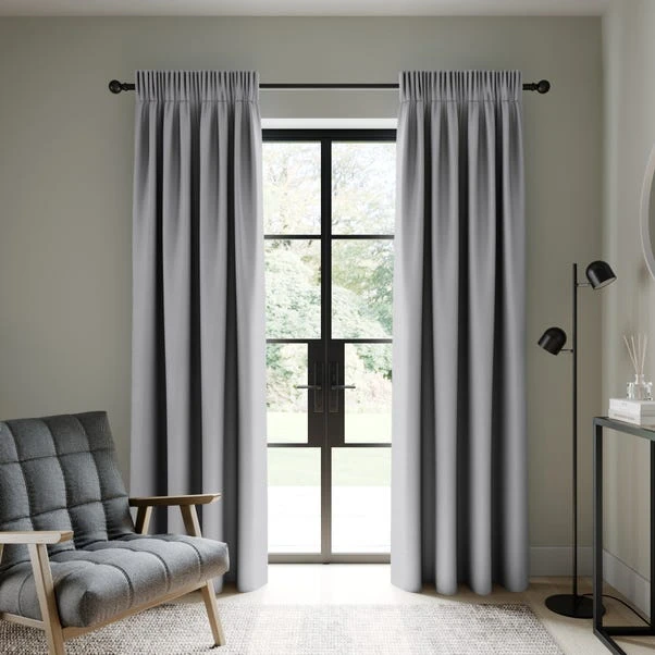 Dunelm Berlin Soft Grey Thermal Blackout Pencil Pleat Curtains 4 Dunelm Berlin Soft Grey Thermal Blackout Pencil Pleat Curtains - Image 2