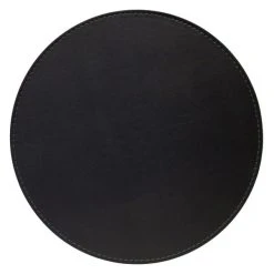 Dunelm Set Of 4 Black & Grey Faux Leather Reversible Round Placemats
