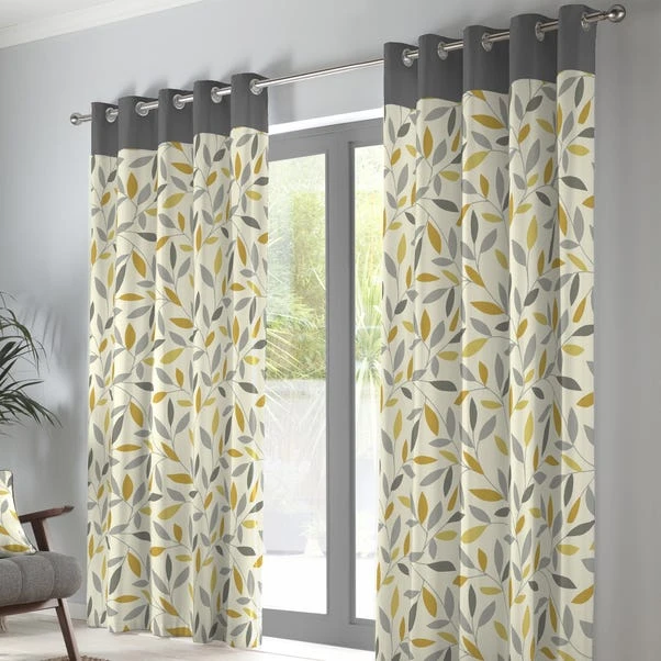 Fusion Beechwood Ochre Eyelet Curtains 4 Fusion Beechwood Ochre Eyelet Curtains - Image 2