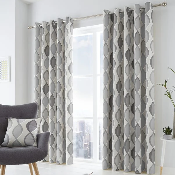 Fusion Lennox Grey Eyelet Curtains 4 Fusion Lennox Grey Eyelet Curtains - Image 2