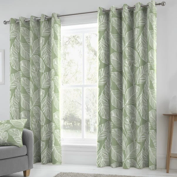 Fusion Matteo Green Eyelet Curtains 4 Fusion Matteo Green Eyelet Curtains - Image 2