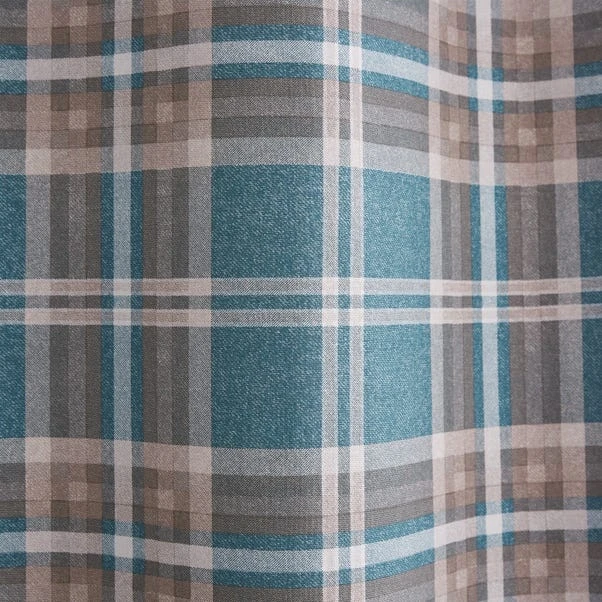 Catherine Lansfield Tweed Woven Check Teal Eyelet Curtains 5 Catherine Lansfield Tweed Woven Check Teal Eyelet Curtains - Image 3