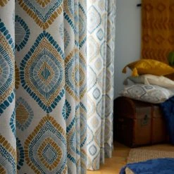 Pineapple Elephant Ziri Teal Eyelet Curtains 11 Pineapple Elephant Ziri Teal Eyelet Curtains -Dunelm Sales Store 30758579 alt03