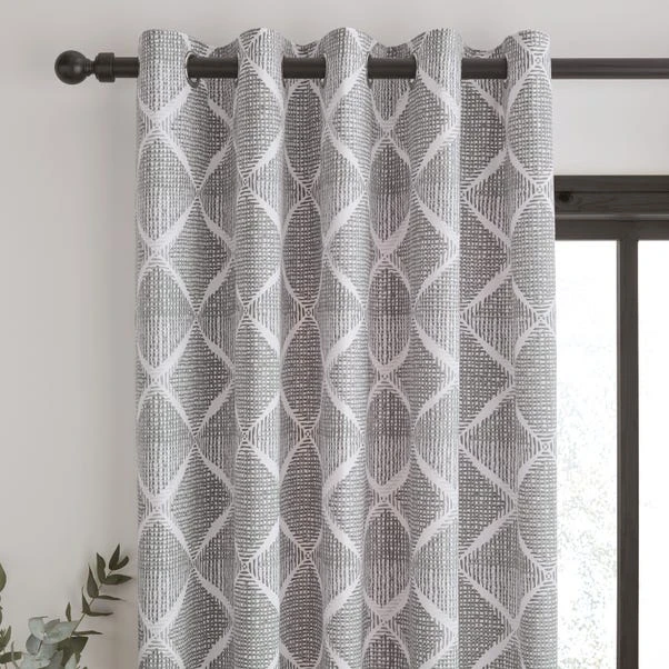Catherine Lansfield Geo Textured Diamond Grey Eyelet Curtains 3 Catherine Lansfield Geo Textured Diamond Grey Eyelet Curtains