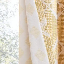 Catherine Lansfield Geo Textured Diamond Ochre Eyelet Curtains -Dunelm Sales Store 30758604 alt06