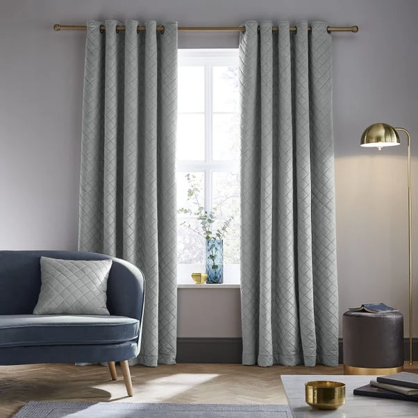 Catherine Lansfield So Soft Luxe Velvet Silver Thermal Eyelet Curtains 4 Catherine Lansfield So Soft Luxe Velvet Silver Thermal Eyelet Curtains - Image 2