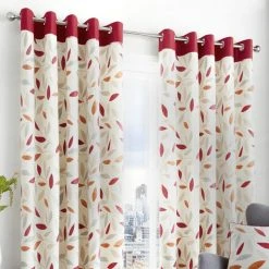 Fusion Beechwood Red Eyelet Curtains