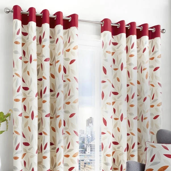 Fusion Beechwood Red Eyelet Curtains 4 Fusion Beechwood Red Eyelet Curtains - Image 2