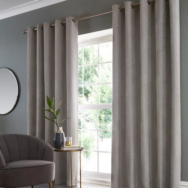 Dunelm Hava Chenille Sandstone Eyelet Curtains 4 Dunelm Hava Chenille Sandstone Eyelet Curtains - Image 2