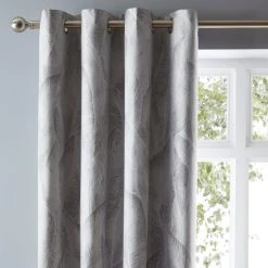 Dunelm Malawi Silver Eyelet Curtains