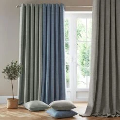 Churchgate Swithland Herringbone Ashley Blue Eyelet Curtains 11 Churchgate Swithland Herringbone Ashley Blue Eyelet Curtains -Dunelm Sales Store 30760460 alt03