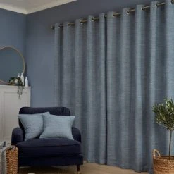 Churchgate Swithland Herringbone Ashley Blue Eyelet Curtains 12 Churchgate Swithland Herringbone Ashley Blue Eyelet Curtains -Dunelm Sales Store 30760460 alt04