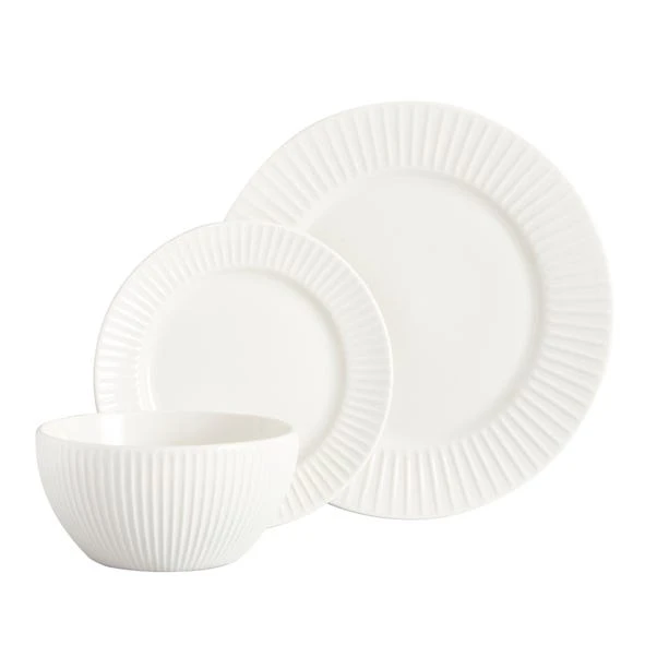 Dunelm Linear Embossed 12 Piece Dinner Set 4 Dunelm Linear Embossed 12 Piece Dinner Set - Image 2