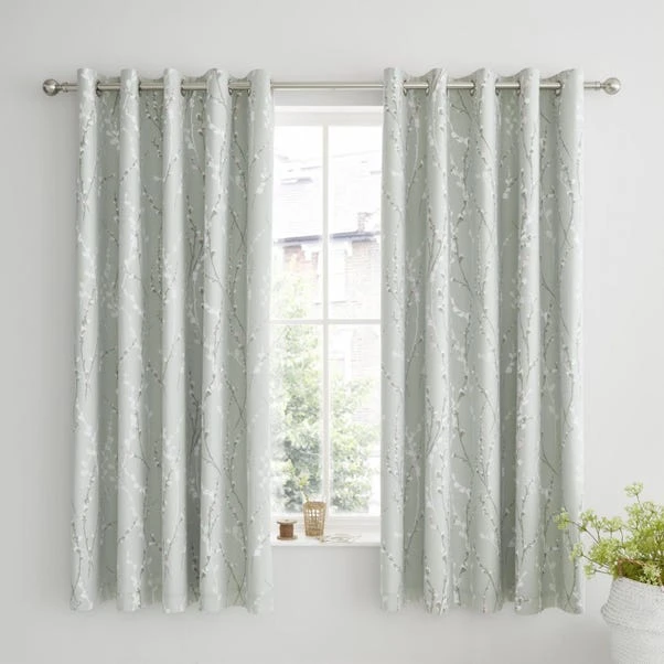 Dunelm Belle Sage Blackout Eyelet Curtains 4 Dunelm Belle Sage Blackout Eyelet Curtains - Image 2