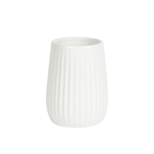 Dunelm Ceramic Ribbed White Tumbler 4 Dunelm Ceramic Ribbed White Tumbler - Image 2