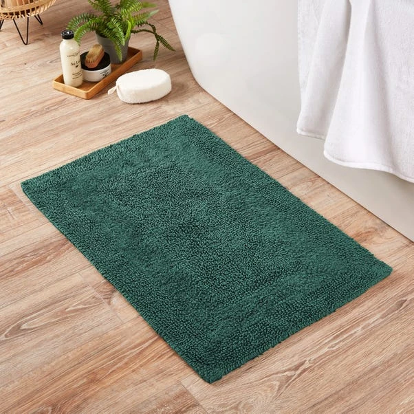 Dunelm Super Soft Reversible Bottle Green Bath Mat 3 Dunelm Super Soft Reversible Bottle Green Bath Mat